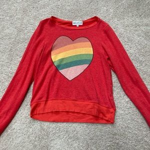 WILDFOX ☆ Red Rainbow Heart Baggy Beach Jumper